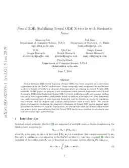 Neural SDE: Stabilizing Neural ODE Networks with Stochastic Noise