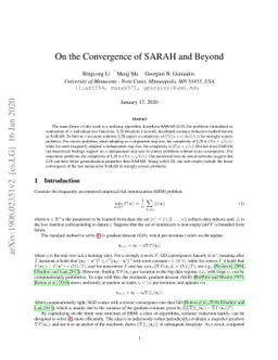 On the Convergence of SARAH and Beyond