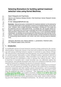 Selecting Biomarkers for building optimal treatment selection rules
  using Kernel Machines