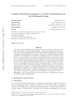 Complete Dictionary Learning via $\ell^4$-Norm Maximization over the
  Orthogonal Group
