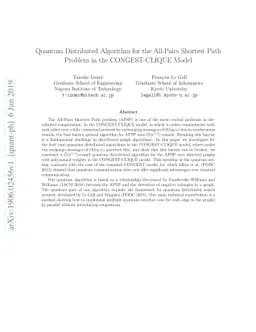 Quantum Distributed Algorithm for the All-Pairs Shortest Path Problem in
  the CONGEST-CLIQUE Model