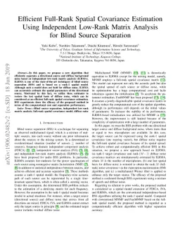 Efficient Full-Rank Spatial Covariance Estimation Using Independent
  Low-Rank Matrix Analysis for Blind Source Separation