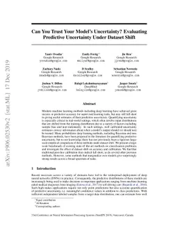 Can You Trust Your Model's Uncertainty? Evaluating Predictive
  Uncertainty Under Dataset Shift