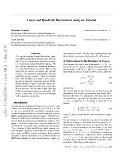 Linear and Quadratic Discriminant Analysis: Tutorial