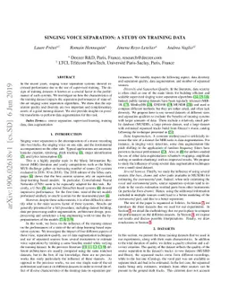 Singing voice separation: a study on training data