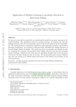 Application of Machine Learning to accidents detection at directional
  drilling