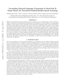 Grounding Natural Language Commands to StarCraft II Game States for
  Narration-Guided Reinforcement Learning