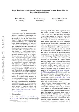 Topic Sensitive Attention on Generic Corpora Corrects Sense Bias in
  Pretrained Embeddings