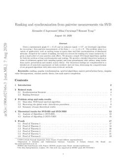 Ranking and synchronization from pairwise measurements via SVD