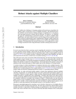 Robust Attacks against Multiple Classifiers
