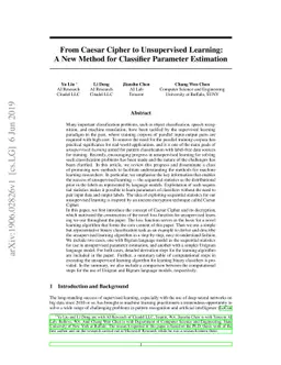 From Caesar Cipher to Unsupervised Learning: A New Method for Classifier
  Parameter Estimation