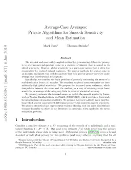 Average-Case Averages: Private Algorithms for Smooth Sensitivity and
  Mean Estimation