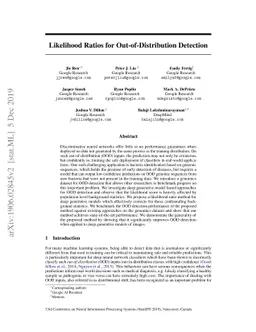 Likelihood Ratios for Out-of-Distribution Detection