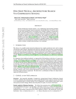 One-Shot Neural Architecture Search via Compressive Sensing