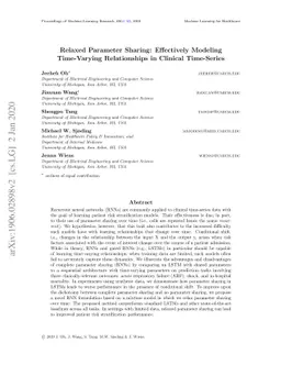 Relaxed Parameter Sharing: Effectively Modeling Time-Varying
  Relationships in Clinical Time-Series