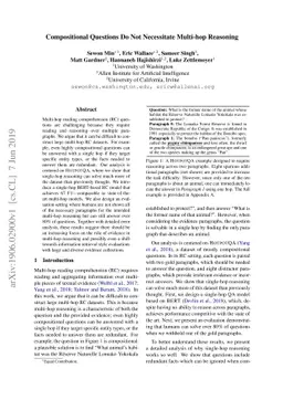 Compositional Questions Do Not Necessitate Multi-hop Reasoning