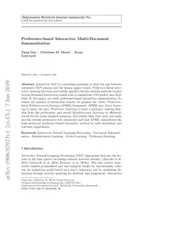 Preference-based Interactive Multi-Document Summarisation