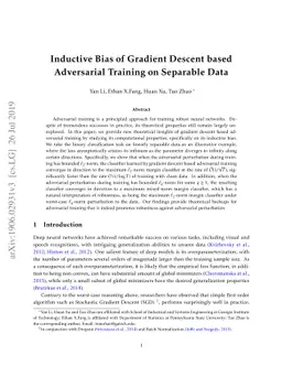 Inductive Bias of Gradient Descent based Adversarial Training on
  Separable Data