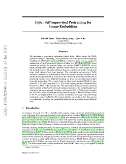 Selfie: Self-supervised Pretraining for Image Embedding