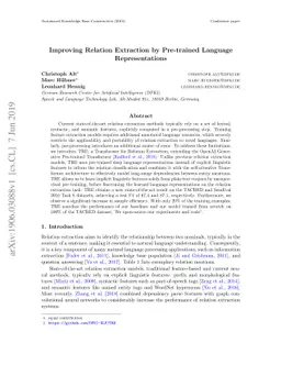 Improving Relation Extraction by Pre-trained Language Representations