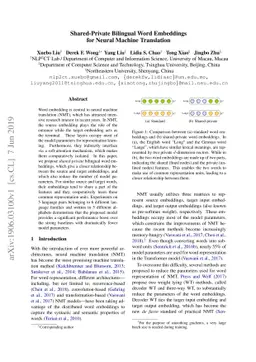 Shared-Private Bilingual Word Embeddings for Neural Machine Translation