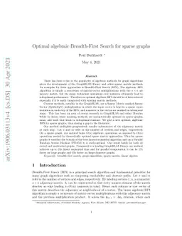 Optimal algebraic Breadth-First Search for sparse graphs