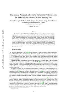 Importance Weighted Adversarial Variational Autoencoders for Spike
  Inference from Calcium Imaging Data