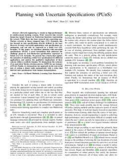 Planning With Uncertain Specifications (PUnS)