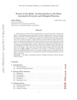 Secrets of the Brain: An Introduction to the Brain Anatomical Structure
  and Biological Function