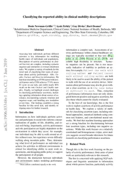 Classifying the reported ability in clinical mobility descriptions