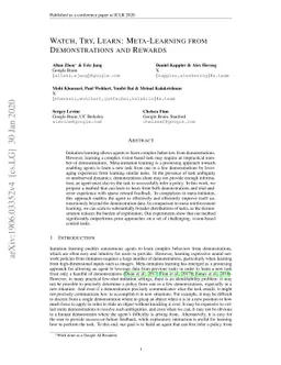 Watch, Try, Learn: Meta-Learning from Demonstrations and Reward