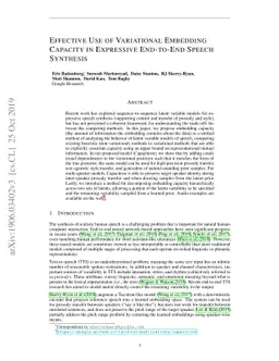 Effective Use of Variational Embedding Capacity in Expressive End-to-End
  Speech Synthesis