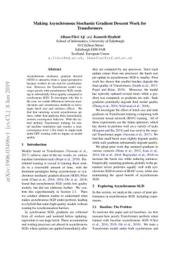Making Asynchronous Stochastic Gradient Descent Work for Transformers