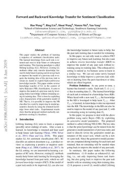Forward and Backward Knowledge Transfer for Sentiment Classification