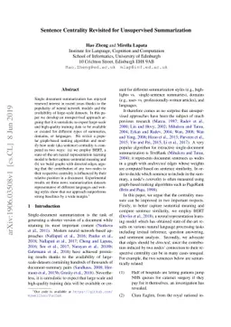 Sentence Centrality Revisited for Unsupervised Summarization