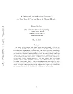 A Federated Authorization Framework for Distributed Personal Data and
  Digital Identity