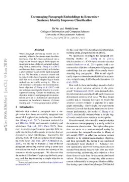 Encouraging Paragraph Embeddings to Remember Sentence Identity Improves
  Classification