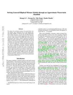 Solving general elliptical mixture models through an approximate
  Wasserstein manifold