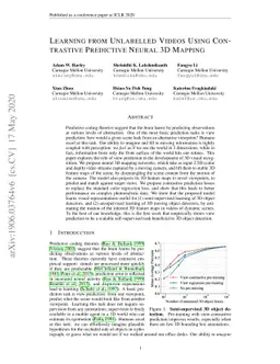 Learning from Unlabelled Videos Using Contrastive Predictive Neural 3D
  Mapping