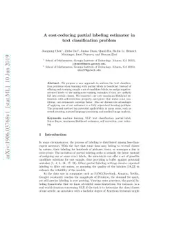 A cost-reducing partial labeling estimator in text classification
  problem