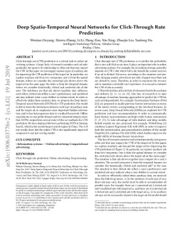 Deep Spatio-Temporal Neural Networks for Click-Through Rate Prediction