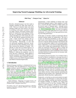 Improving Neural Language Modeling via Adversarial Training