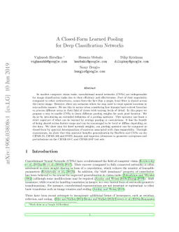 A Closed-Form Learned Pooling for Deep Classification Networks