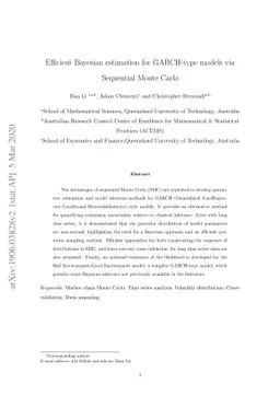 Efficient Bayesian estimation for GARCH-type models via Sequential Monte
  Carlo