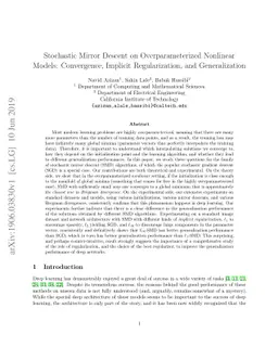 Stochastic Mirror Descent on Overparameterized Nonlinear Models:
  Convergence, Implicit Regularization, and Generalization