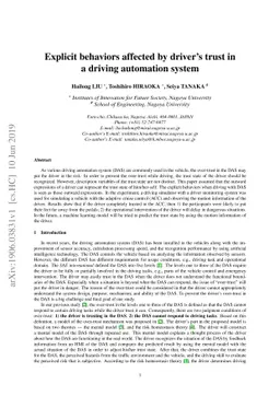 Explicit behaviors affected by driver's trust in a driving automation
  system