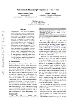 Automatically Identifying Complaints in Social Media