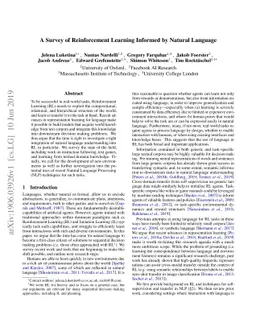A Survey of Reinforcement Learning Informed by Natural Language