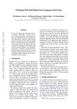 Predicting TED Talk Ratings from Language and Prosody