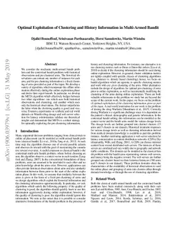 Optimal Exploitation of Clustering and History Information in
  Multi-Armed Bandit